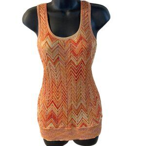 INC Orange Knit Metallic Racerback Tank Top  Medium